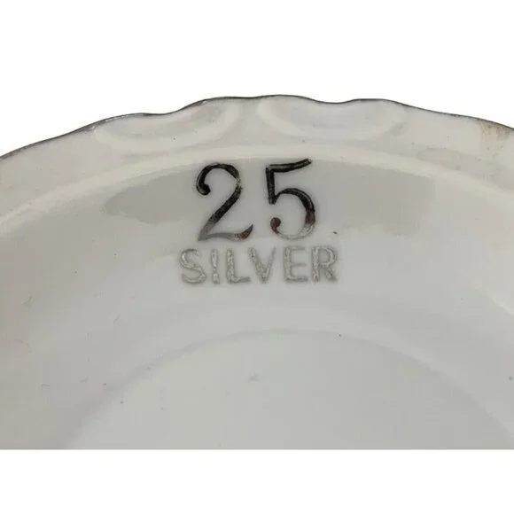 Vintage 25th Silver Anniversary Trinket Dish Wedding Bells Ring Dish 4.5 Inch - Picture 4 of 7